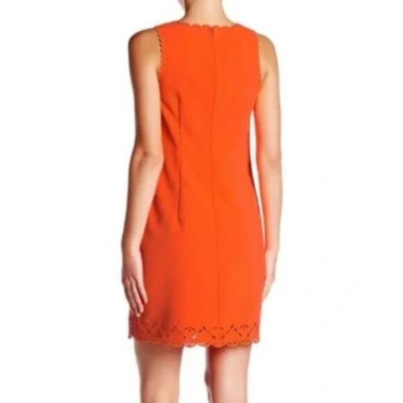 J.Crew Factory Petite Neon Orange Sheath Dress Laser Cut Size 0P NWT - Picture 8 of 8